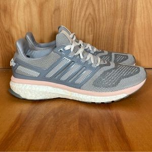 Womens 7.5 Adidas Energy Boost 3 Athletic Running Shoes Grey Pink CCKC899